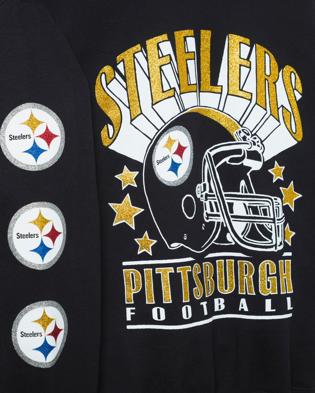 Pittsburgh Steelers Glitter Helmet Flea Market Crew Fleece