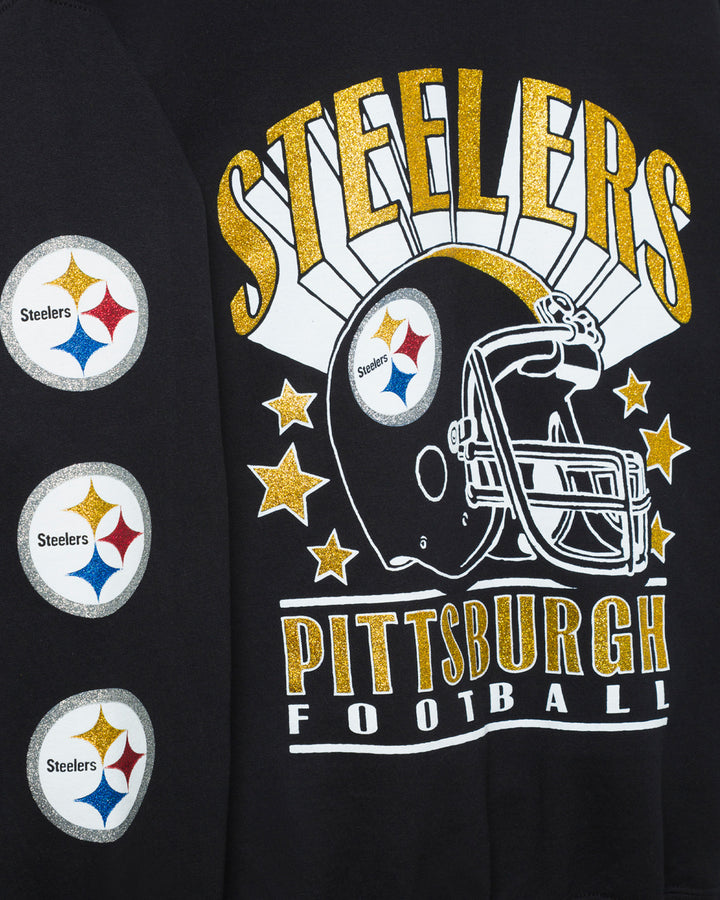 Pittsburgh Steelers Glitter Helmet Flea Market Crew Fleece