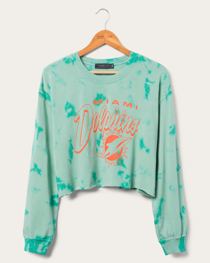 Women's Miami Dolphins Long Sleeve Loose Knit Crop