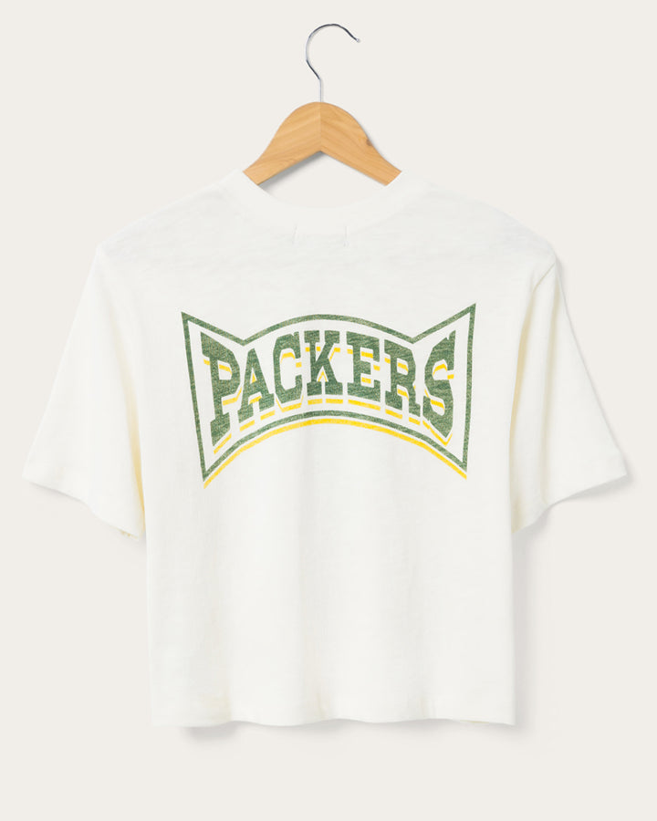 Women's Packers Mock Neck Crop Tee