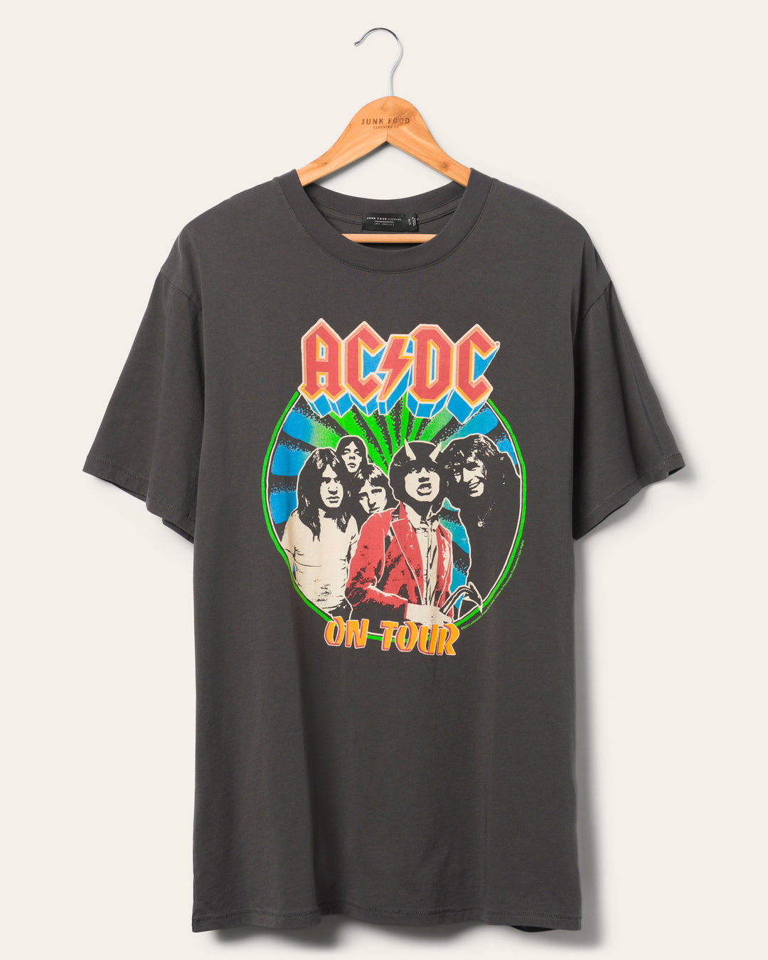 ac dc t shirt dress Women's AC/DC Poster Texture Graphic T-shirt Dress - Heather Blue