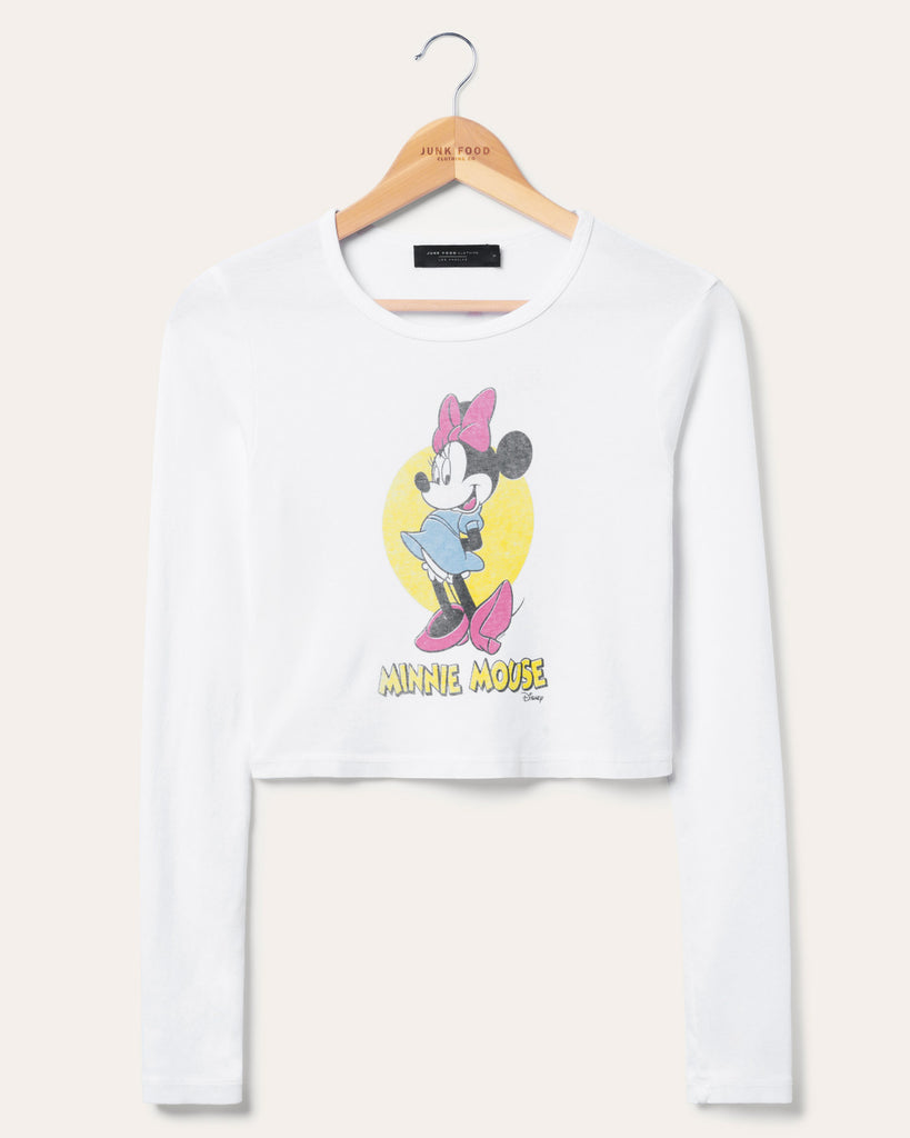 Women's Minnie Mouse Long Sleeve Baby Crop – Junk Food Clothing