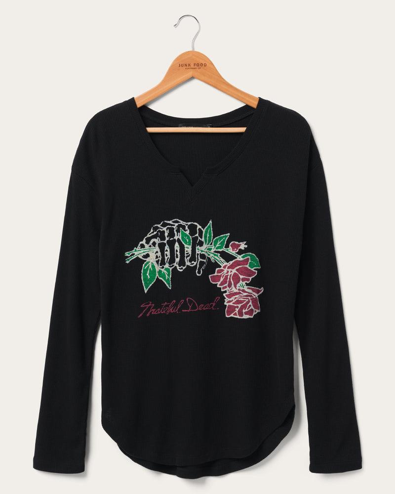 Women's Grateful Dead Hand With Roses Sunday Thermal | Junk Food Clothing