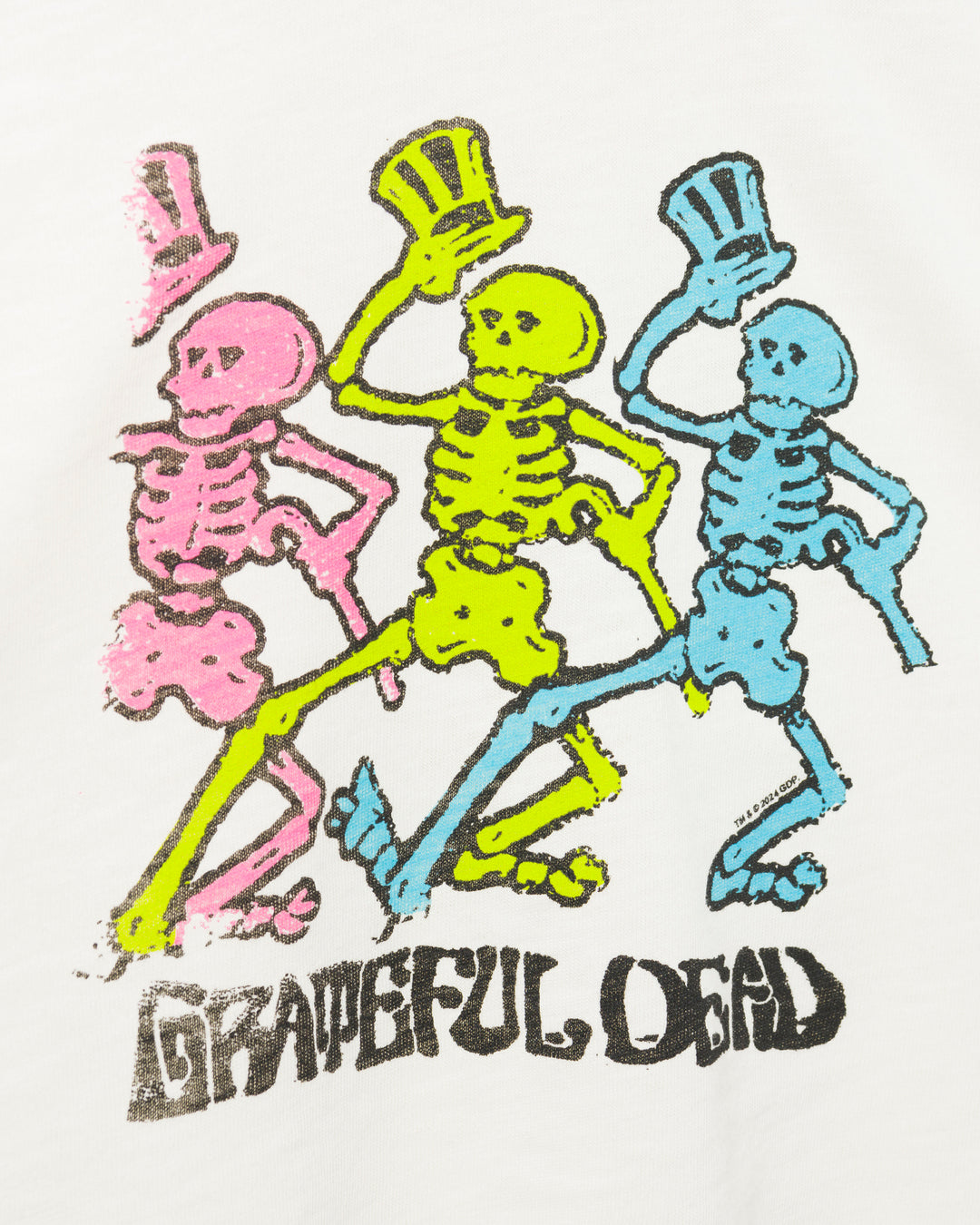 Women's Grateful Dead Dancing Skeletons Crop Mock Neck Tee