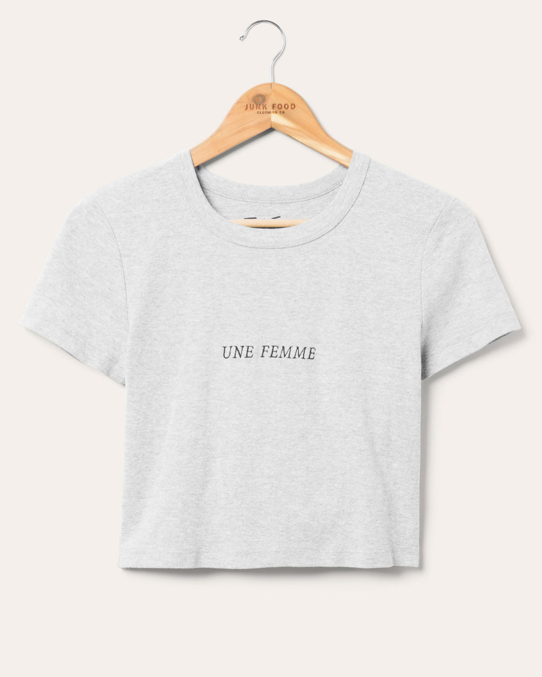 Women's Embroidered Une Femme Baby Tee
