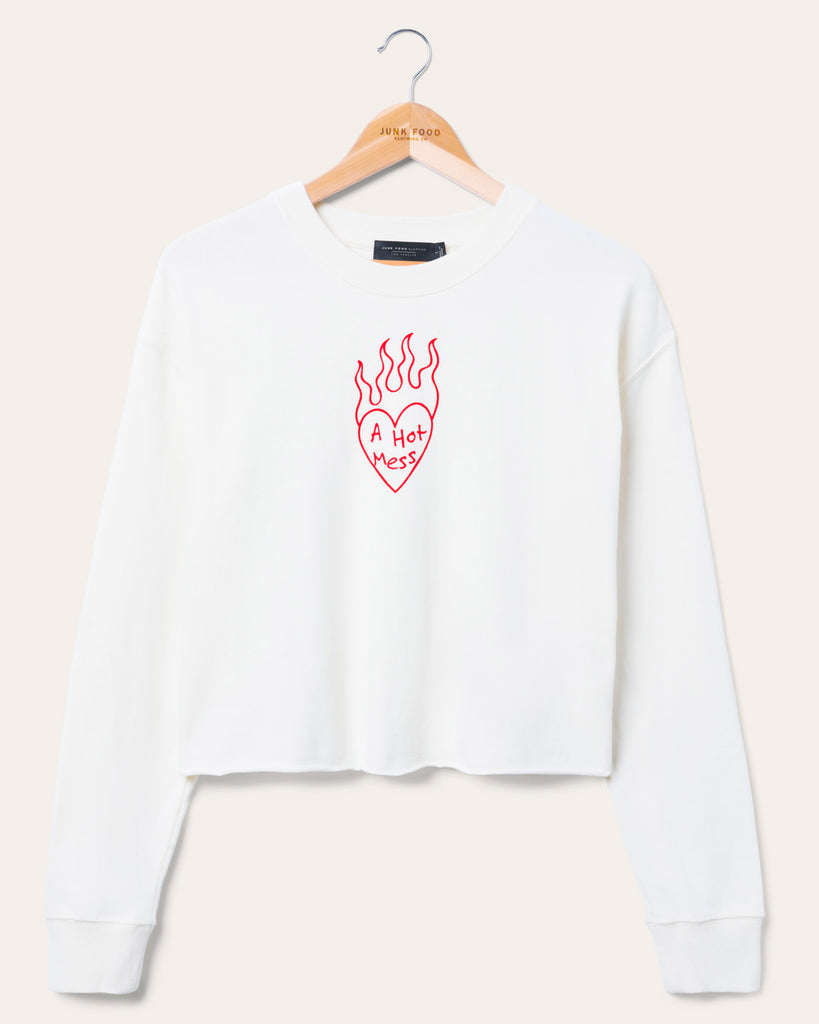 Women's A Hot Mess Cropped Crew Fleece – Junk Food Clothing