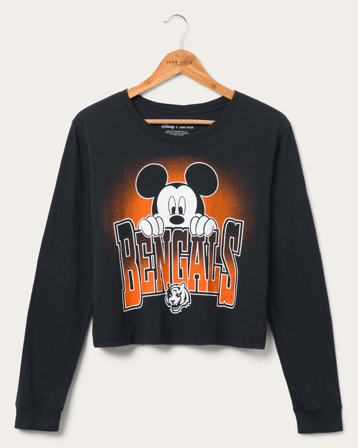 Women's Cincinnati Bengals Mickey Hang on Crop Long Sleeve
