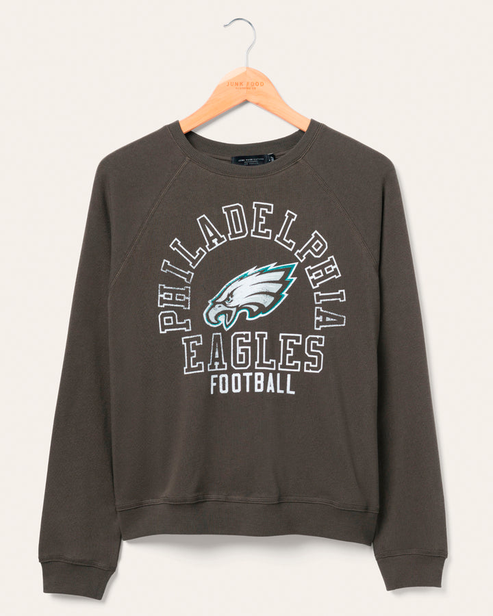 Women's Philadelphia Eagles Flocked Raglan Crew Fleece