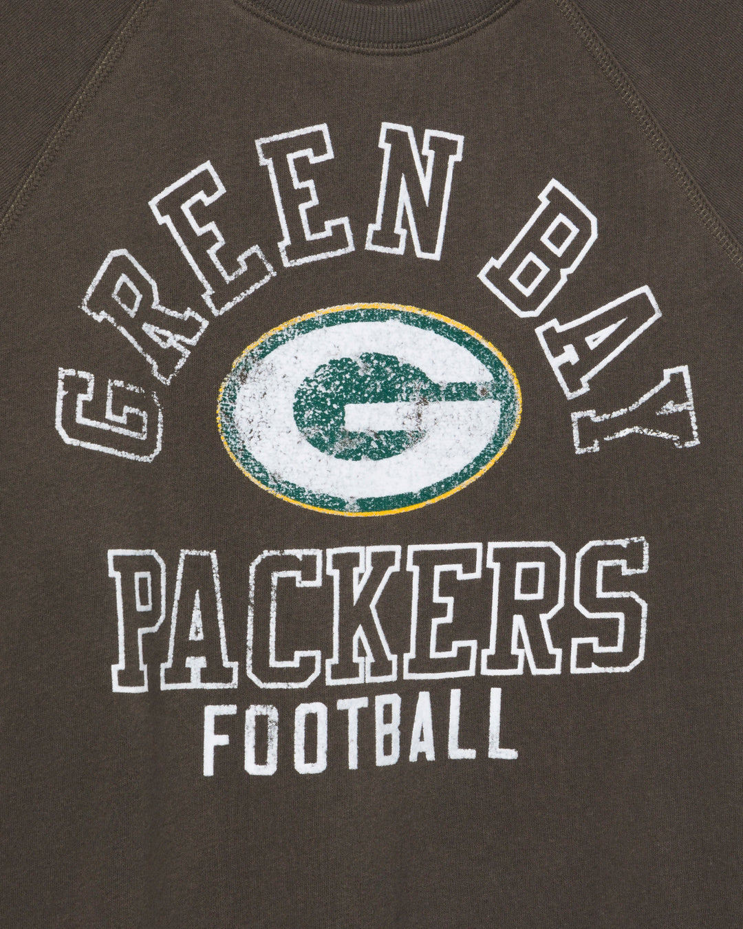 Women's Green Bay Packers Flocked Raglan Crew Fleece