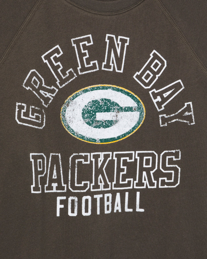 Women's Green Bay Packers Flocked Raglan Crew Fleece