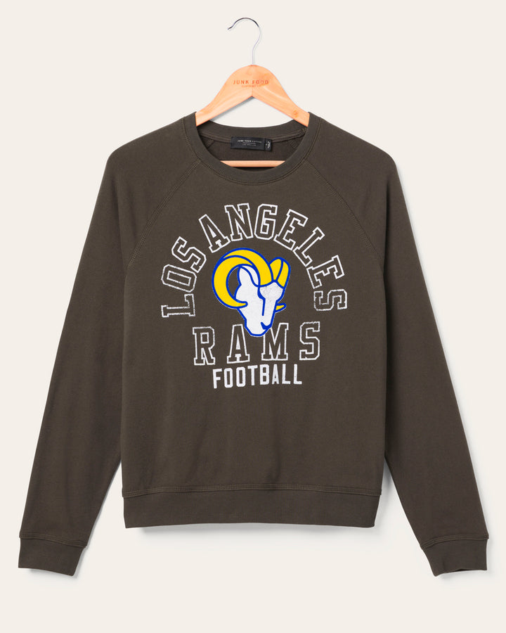 Women's Los Angeles Rams Flocked Raglan Crew Fleece