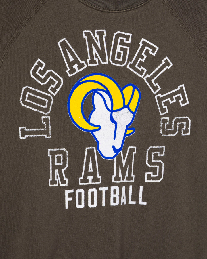 Women's Los Angeles Rams Flocked Raglan Crew Fleece