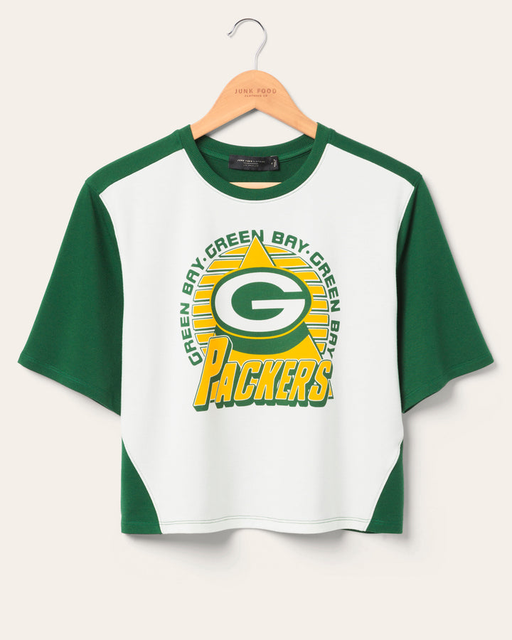 Women's Green Bay Packers Color Block Crop Tee