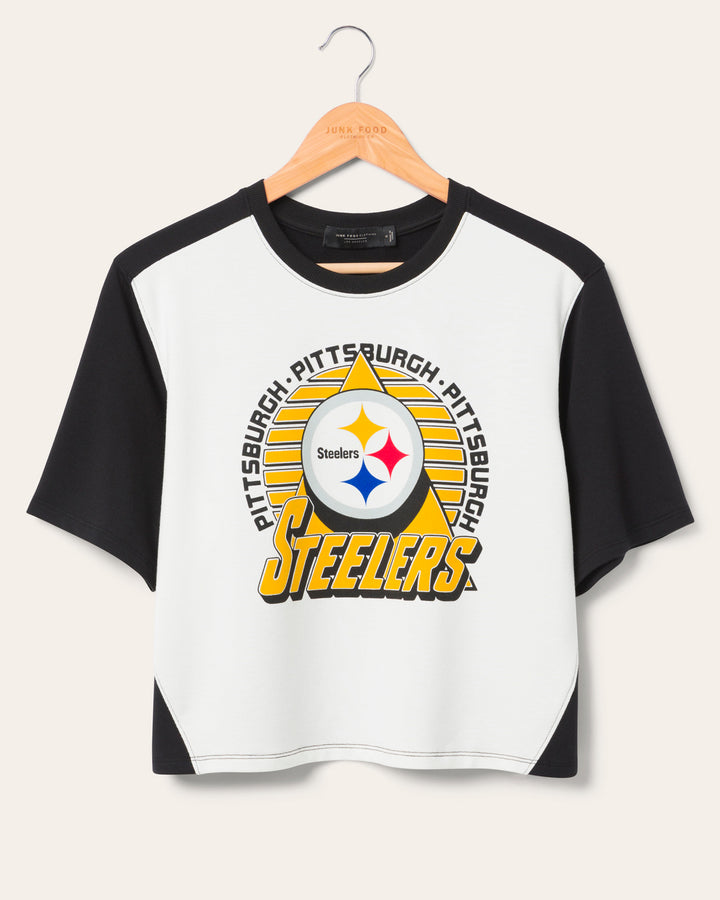 Women's Pittsburgh Steelers Color Block Crop Tee