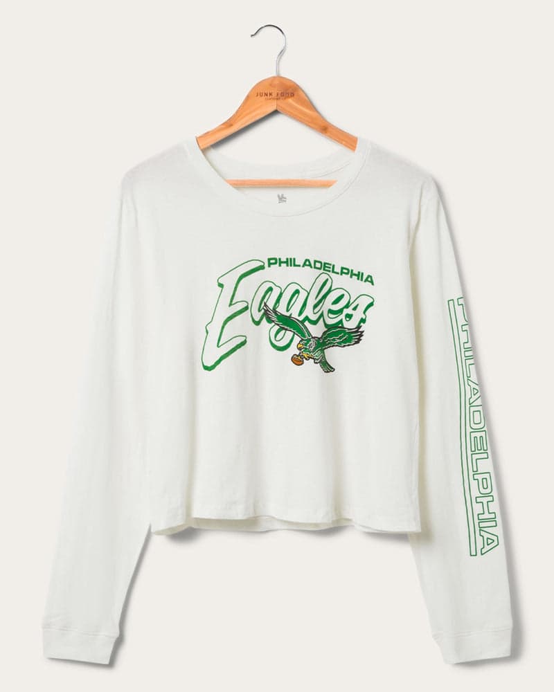 Women's Eagles Touchdown Long Sleeve Cropped Tee