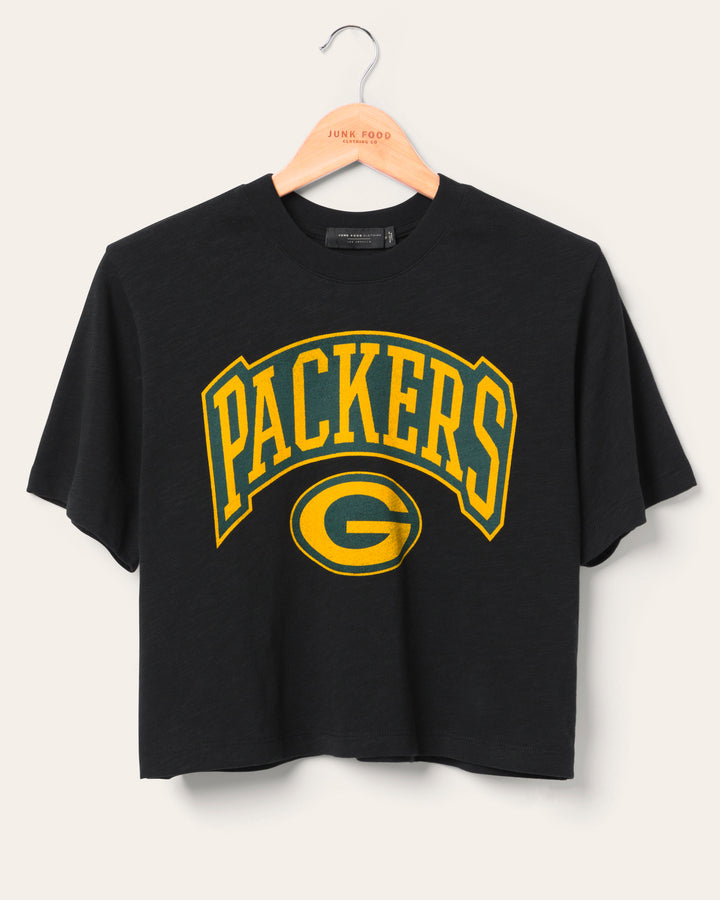 Women's Green Bay Packers Blitz Mock Neck Crop Tee