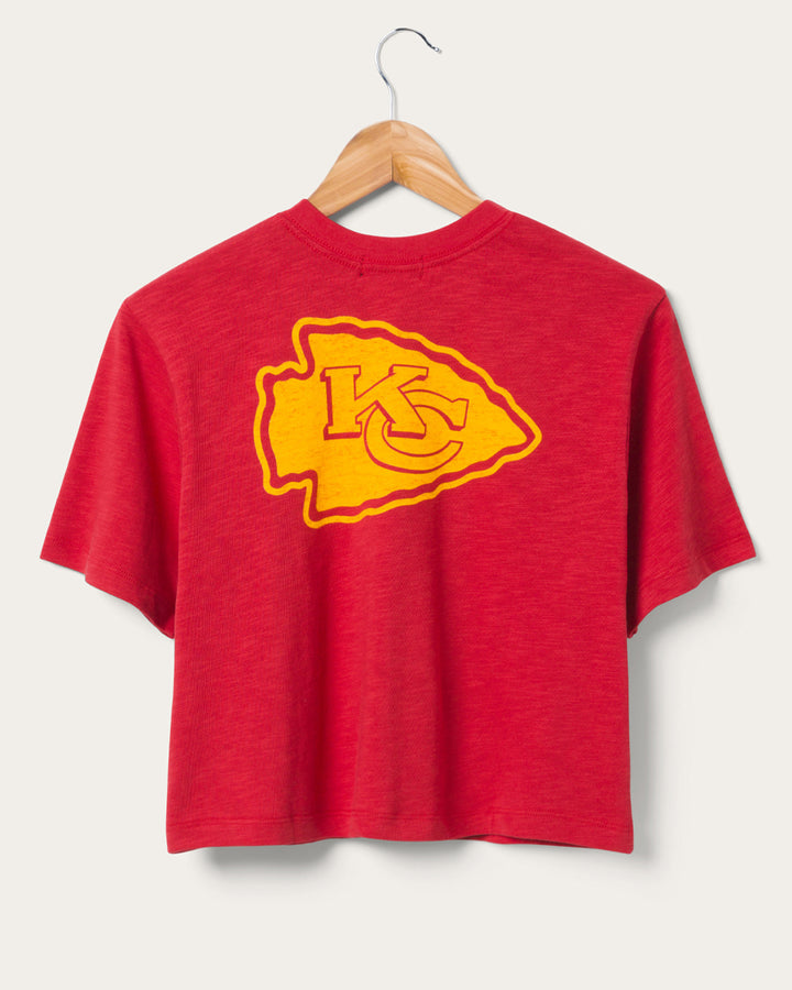 Women's Kansas City Chiefs Dual Threat Mock Neck Crop Tee