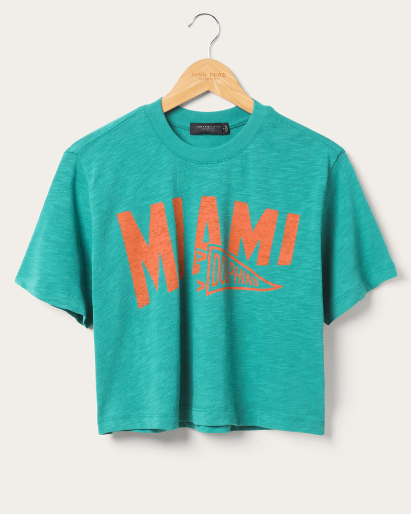 Women's Miami Dolphins Dual Threat Mock Neck Crop Tee – Junk Women's Miami Dolphins Dual Threat Mock Neck Crop Tee – Junk