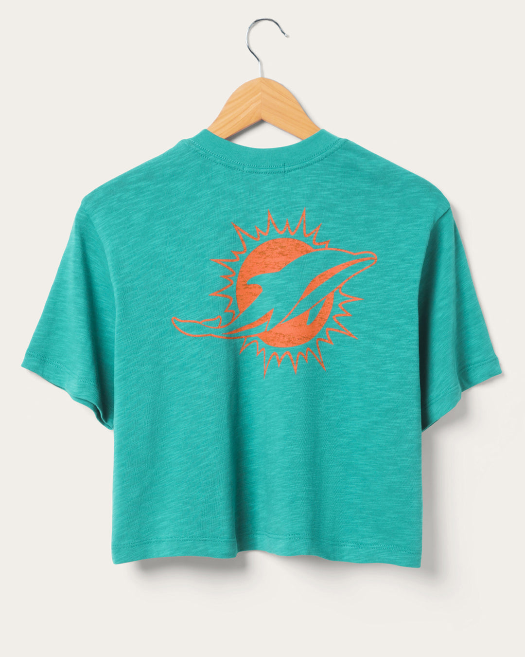 Women's Miami Dolphins Dual Threat Mock Neck Crop Tee