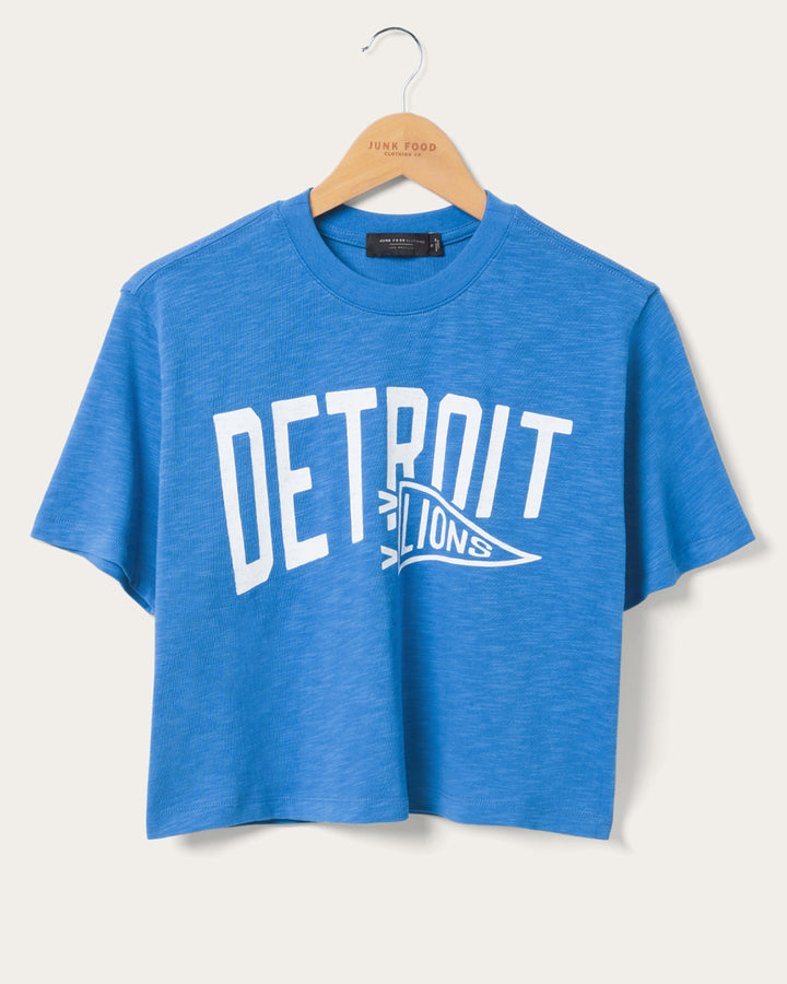 Women's Detroit Lions Dual Threat Mock Neck Crop Tee