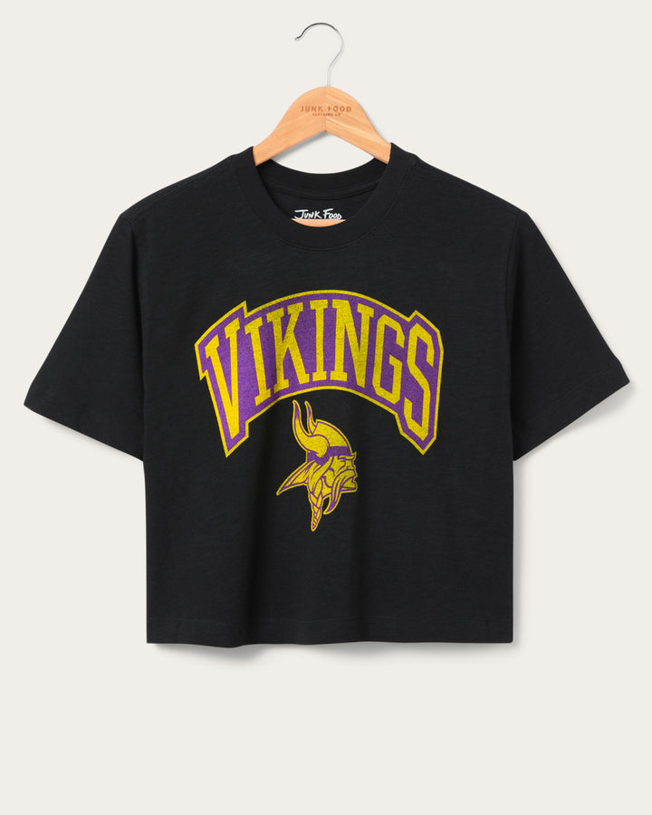 Women's Minnesota Vikings Blitz Mock Neck Crop Tee