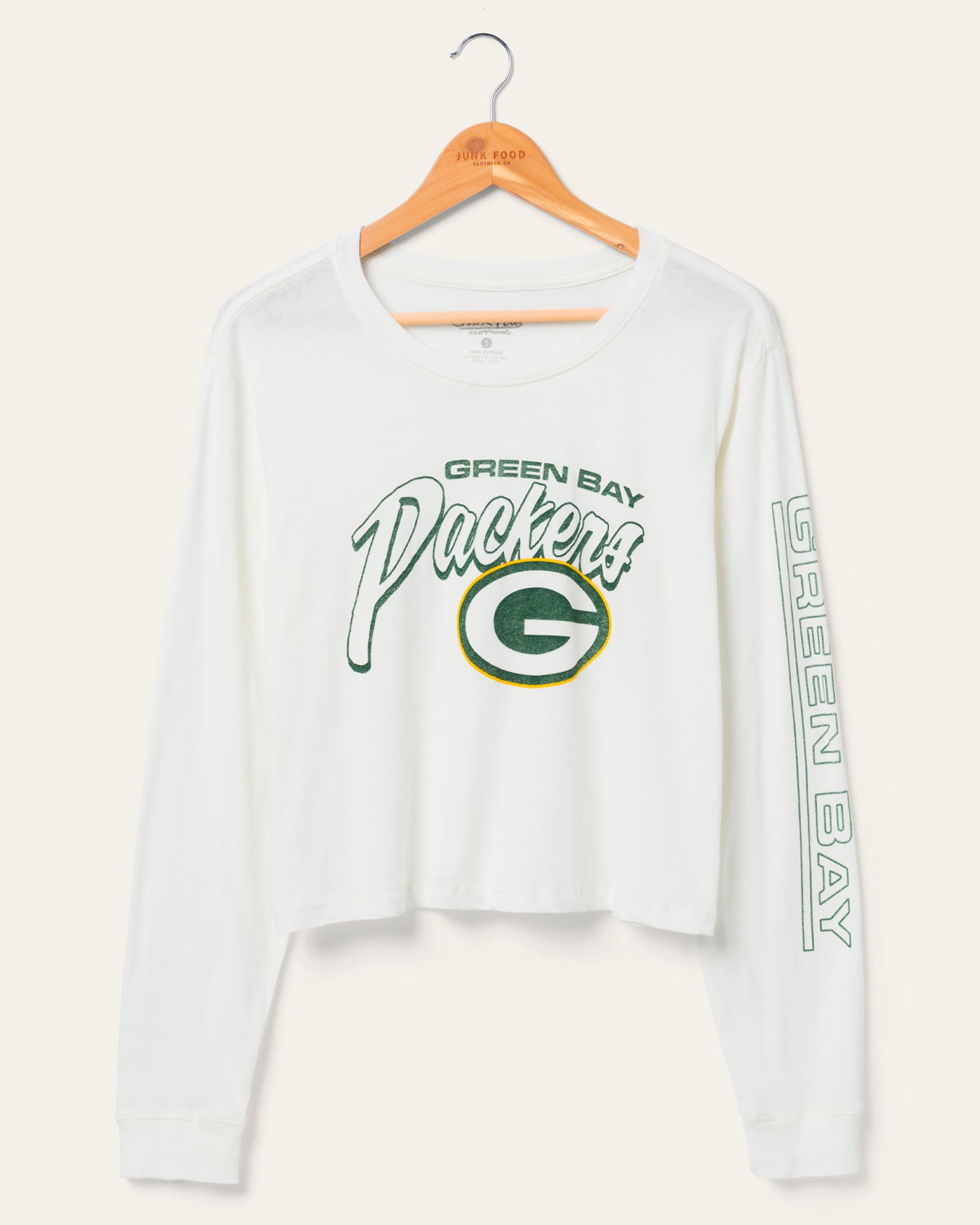 Women's Green Bay Packers Touchdown Long Sleeve Crop Tee – Junk