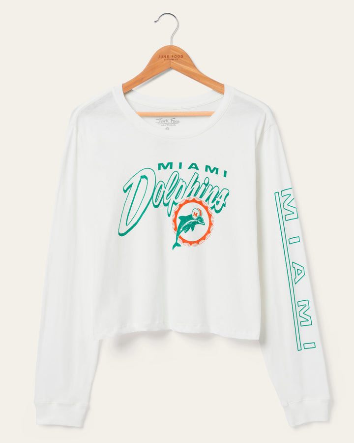 Women's Miami Dolphins Touchdown Long Sleeve Crop Tee