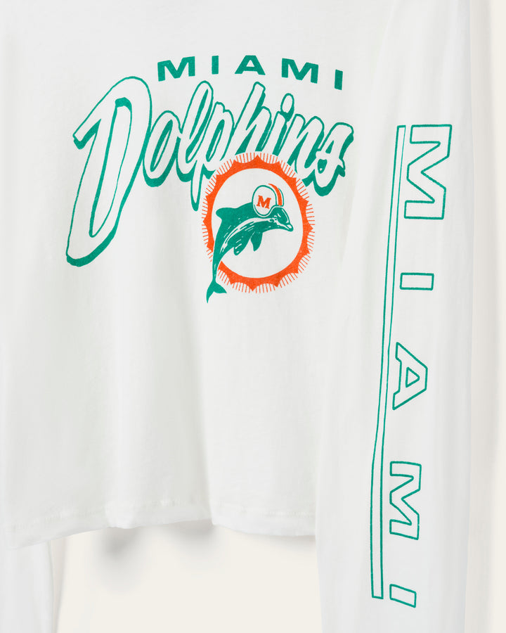 Women's Miami Dolphins Touchdown Long Sleeve Crop Tee