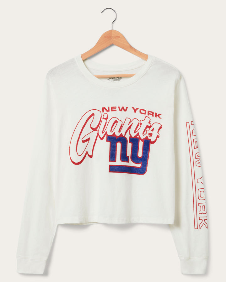 Women's New York Giants Touchdown Long Sleeve Crop Tee