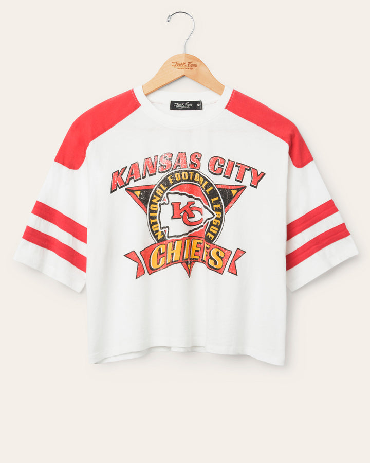 Women's Kansas City Chiefs Striped Crop Tee