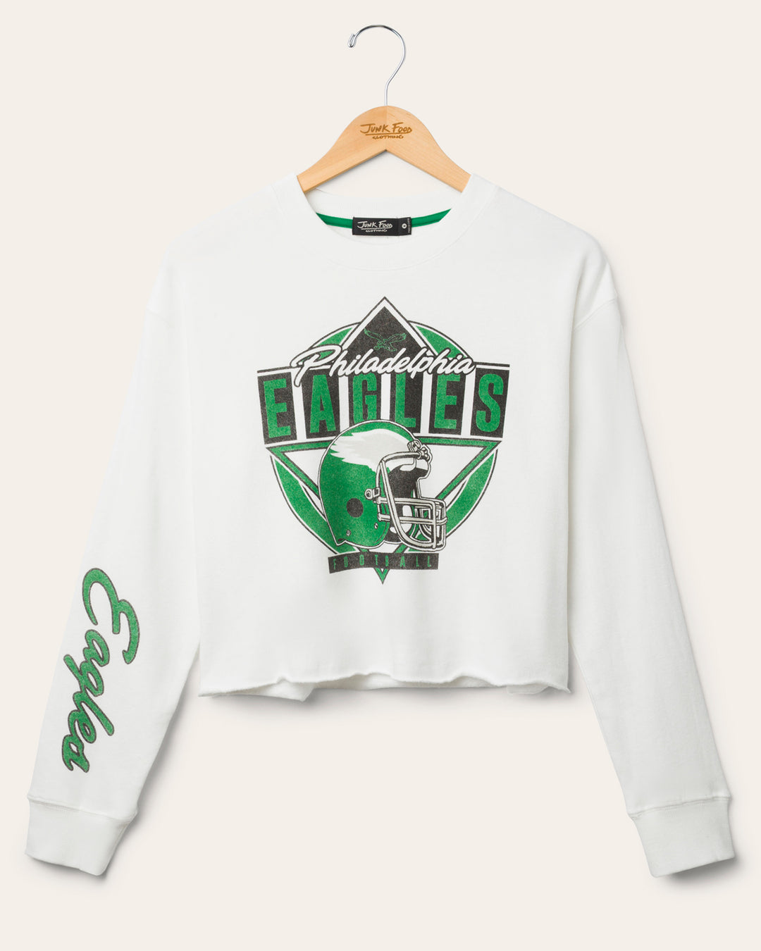 Women's Philadelphia Eagles Helmet Crop Fleece | Vintage White | Size L Women's Philadelphia Eagles Helmet Crop Fleece | Vintage White | Size L