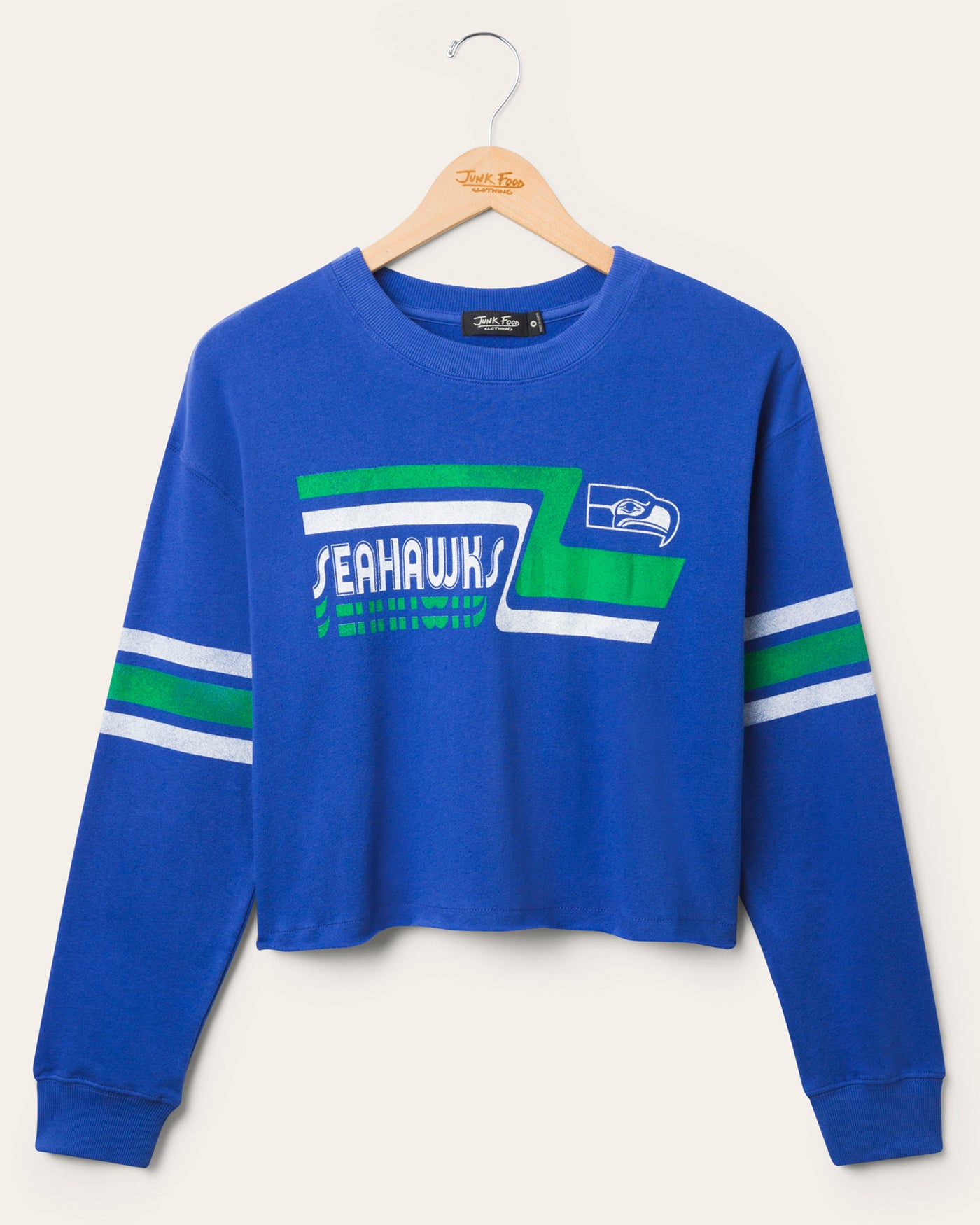 junk food clothing Women's Seatle Seahawks Retro Crop Fleece