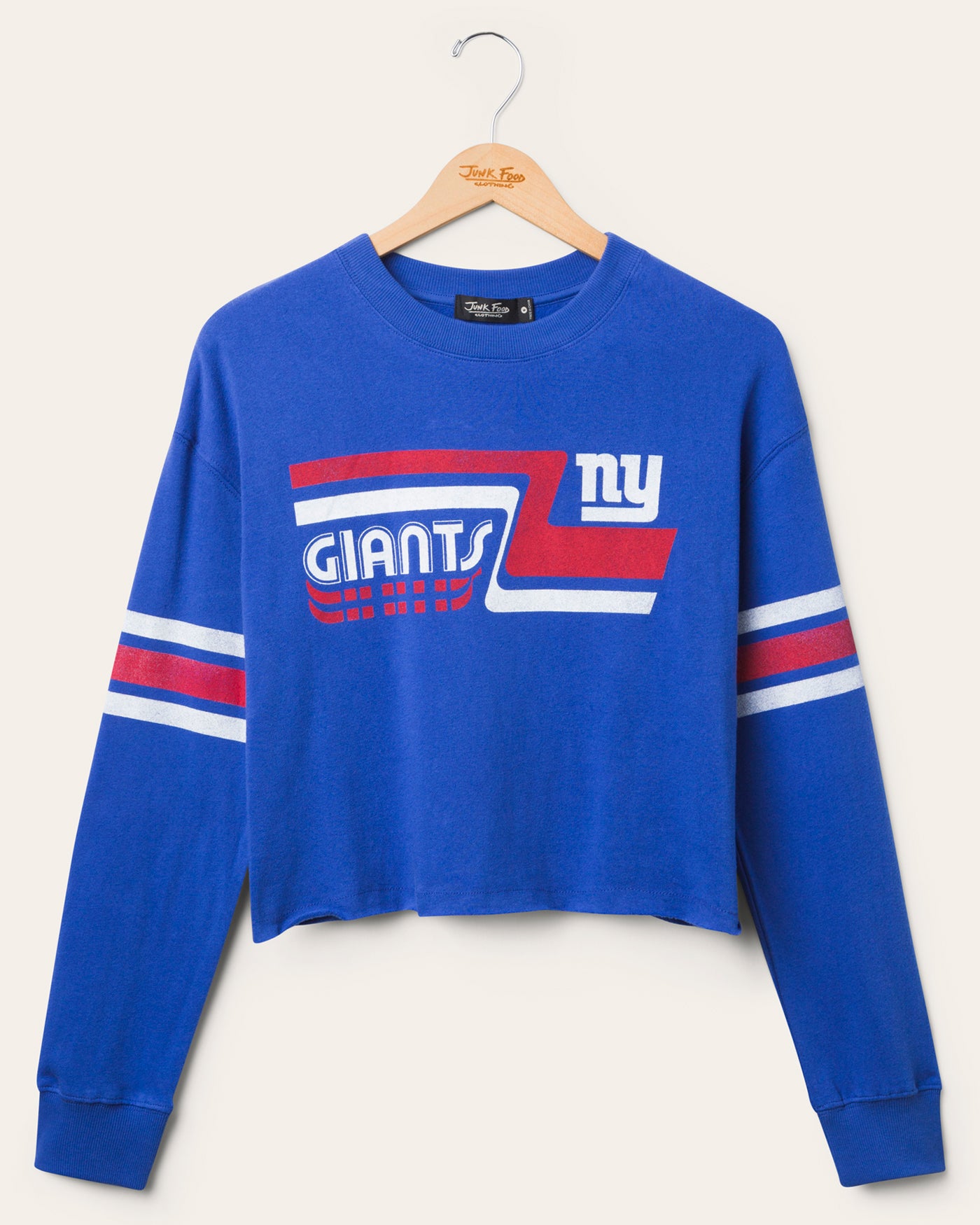 junk food clothing Women's New York Giants Retro Crop Fleece