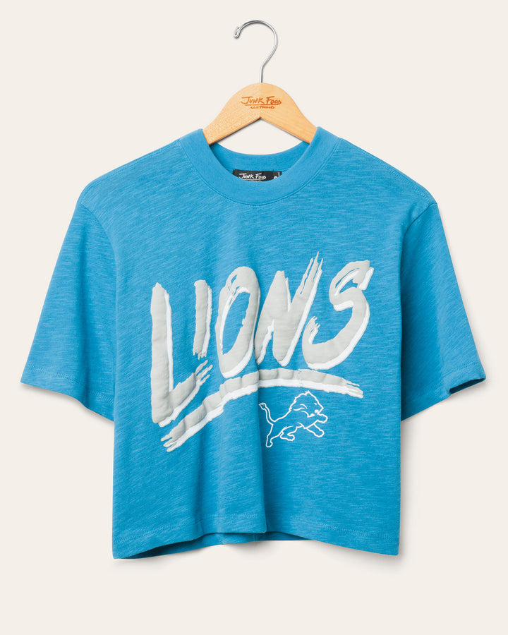Women's Detroit Lions Thrill Mock Neck Crop Tee