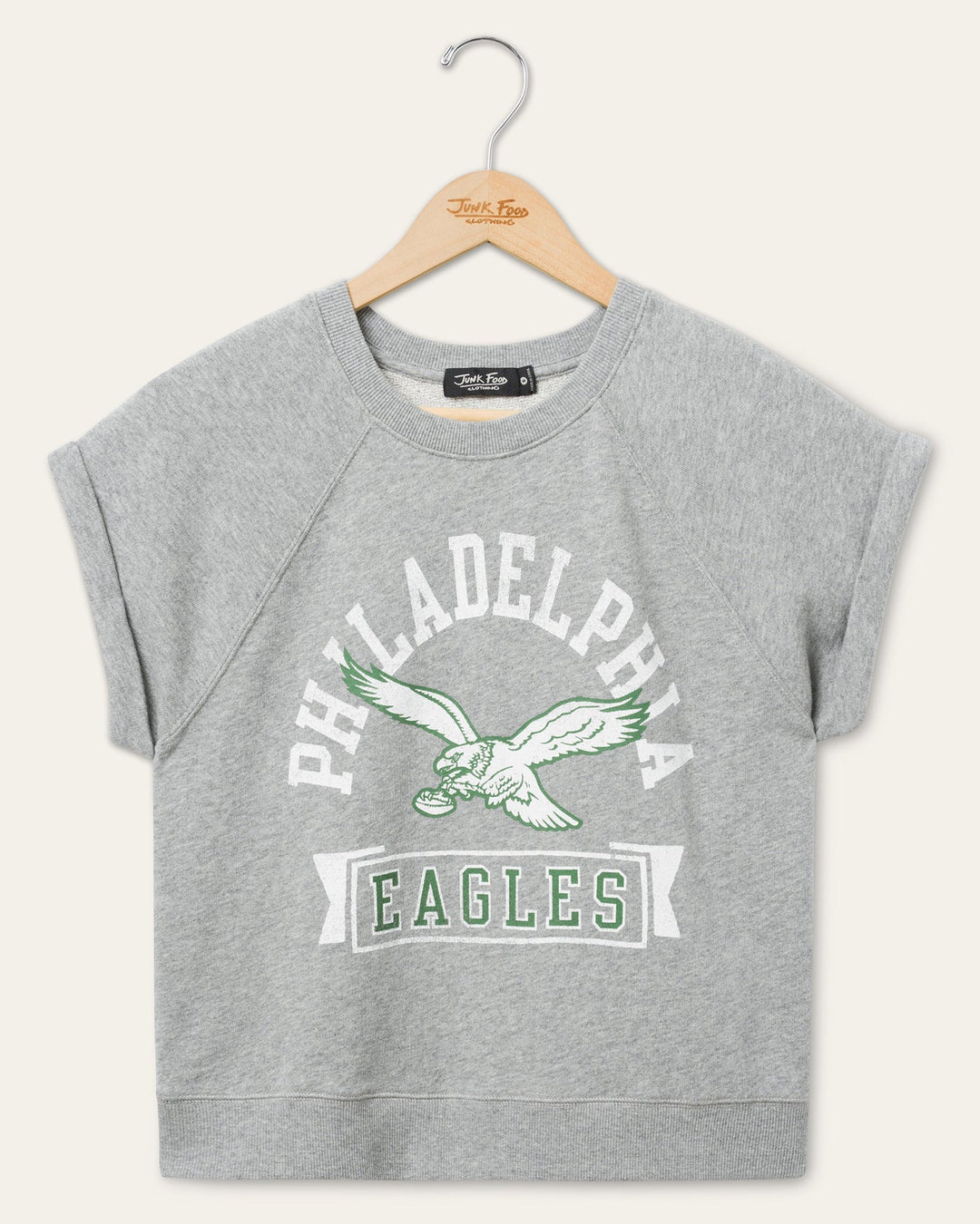 eagles gear women's Women's Philadelphia Eagles Raglan Fleece Tank | Heather Grey | Size XXL