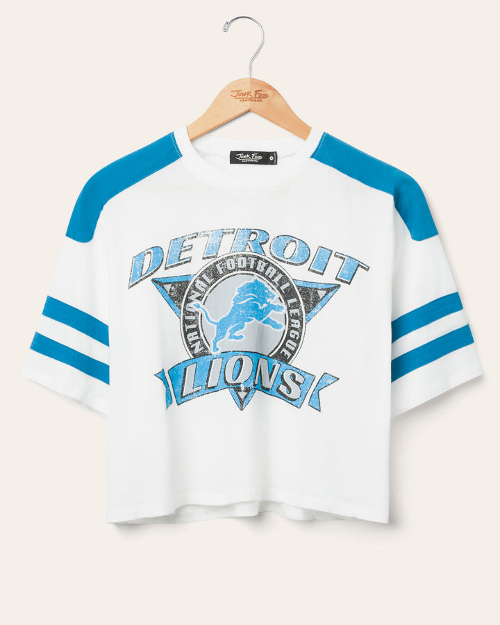 Women's Detroit Lions Striped Crop Tee