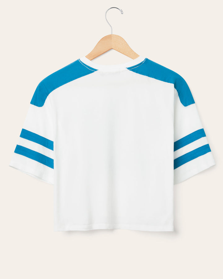 Women's Detroit Lions Striped Crop Tee