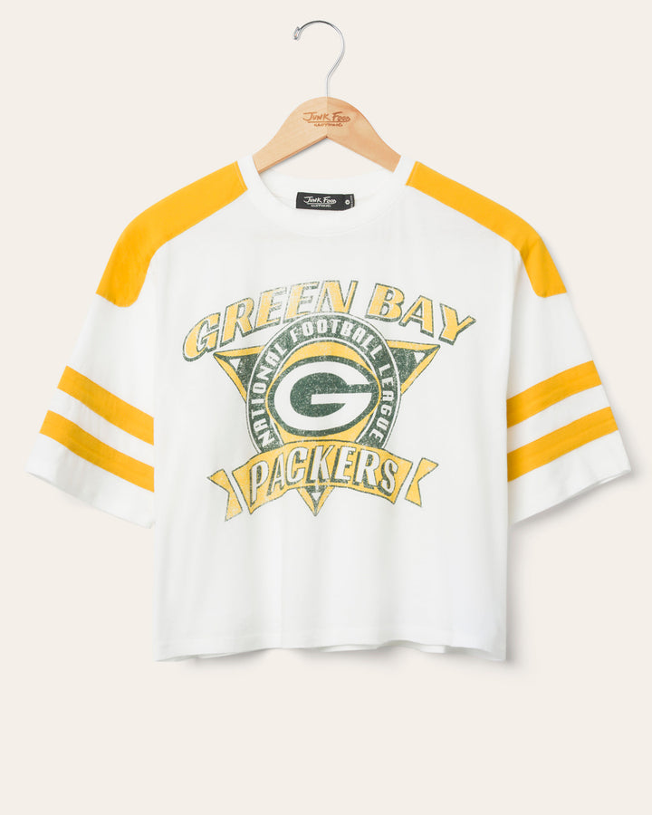 Women&#39;s Green Bay Packers Striped Crop Tee