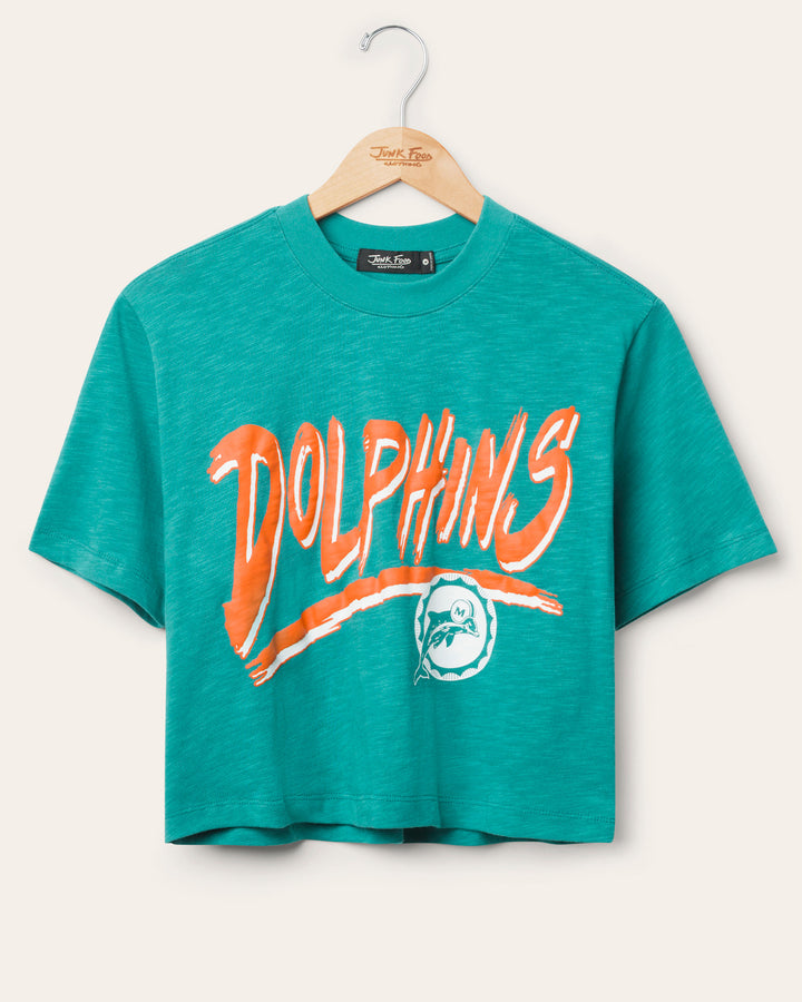 Women's Miami Dolphins Thrill Mock Neck Crop Tee