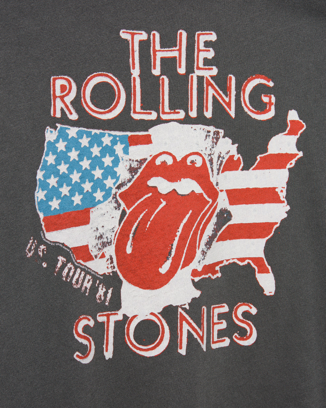 Rolling Stones T-Shirt - Tattoo You USA Tour Distressed Graphic Tee, Official Men's Size XL Grey