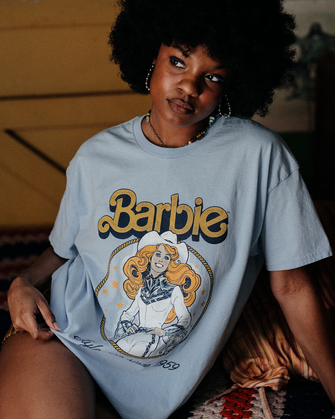Barbie Womens T-Shirt | Ladies Short Sleeve Graphic Tee in White | The Original 1959 Doll Classic Logo Apparel Top at Women's Clothing store Barbie Womens T-Shirt | Ladies Short Sleeve Graphic Tee in White | The Original 1959 Doll Classic Logo Apparel Top at Women's Clothing store