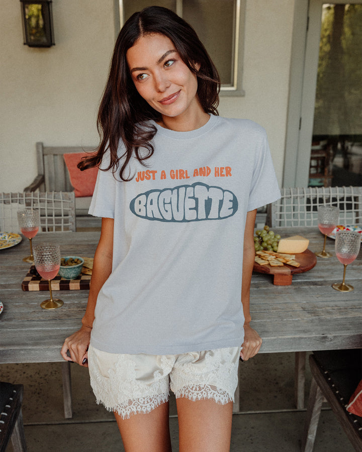 Women's Just a Girl and Her Baguette Vintage Tee