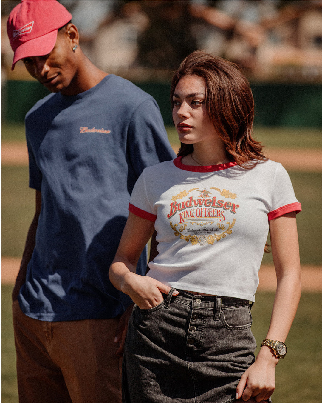 Women's Budweiser Ringer Baby Tee