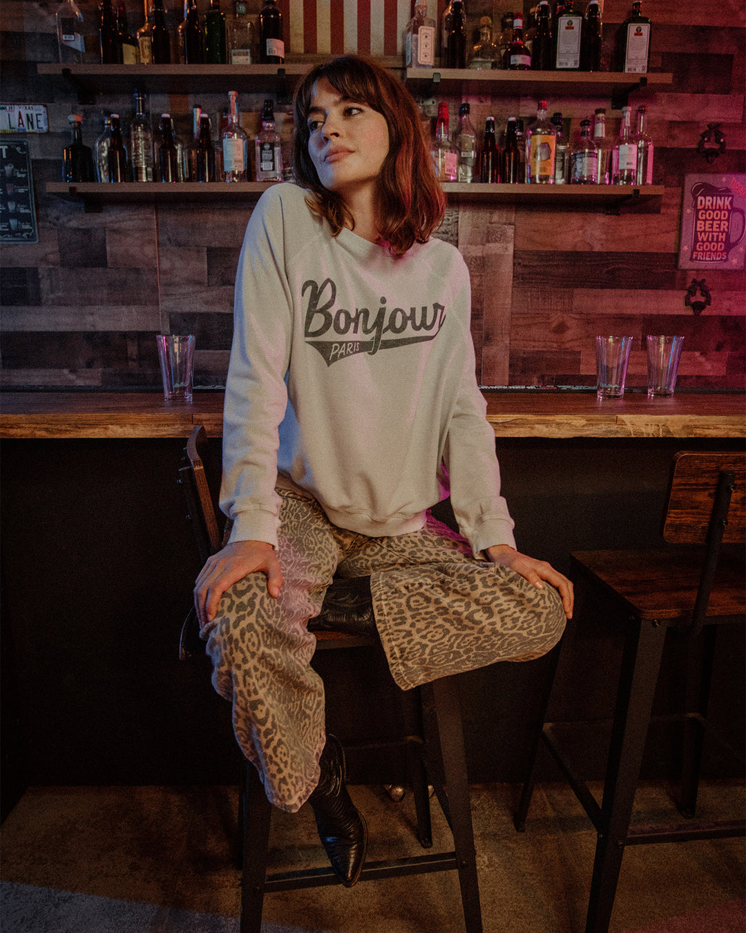 Women's Bonjour Paris Raglan Crew Fleece