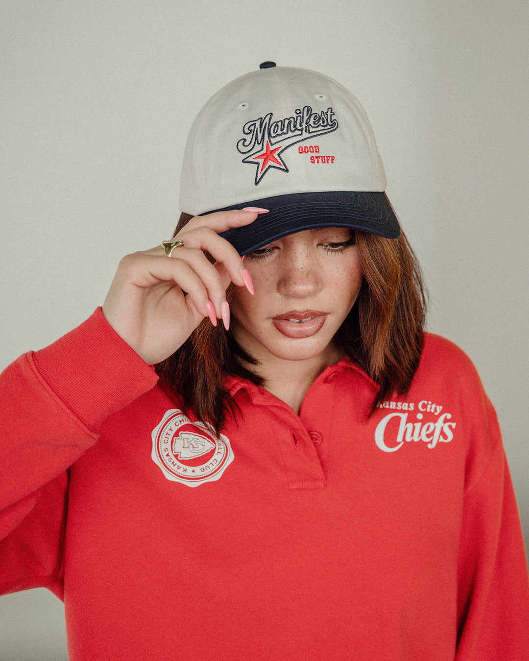 Women's Kansas City Chiefs Polo Crop Fleece