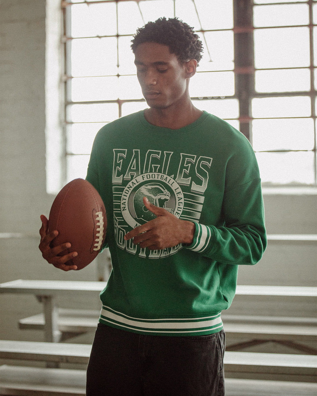 Philadelphia Eagles Striped Rib Crew Fleece