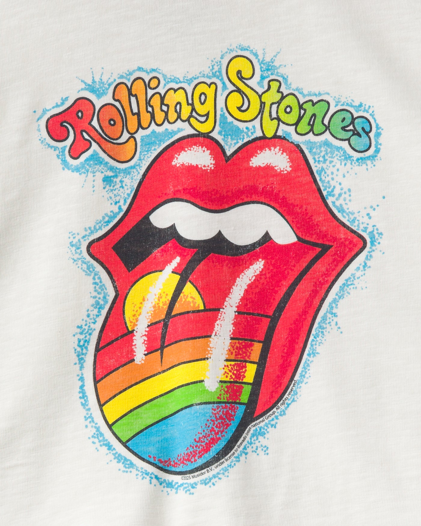 Women's The Rolling Stones Rainbow Hot Lips Mock Neck Crop Tee