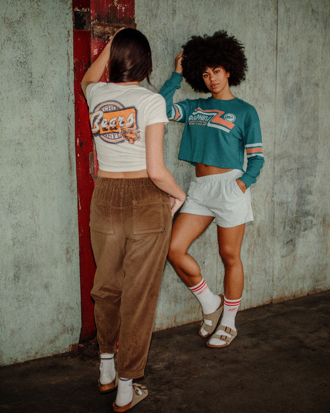トップス 80s.Vintage Double face fril foodie Women's Miami Dolphins Retro Crop Fleece – Junk Food Clothing