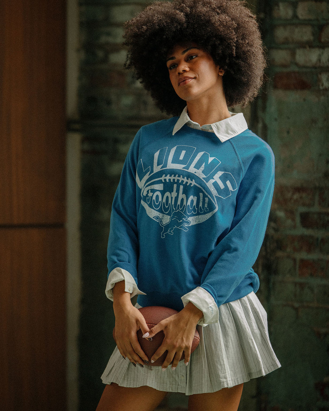 Women's Detroit Lions Football Raglan Crew Fleece