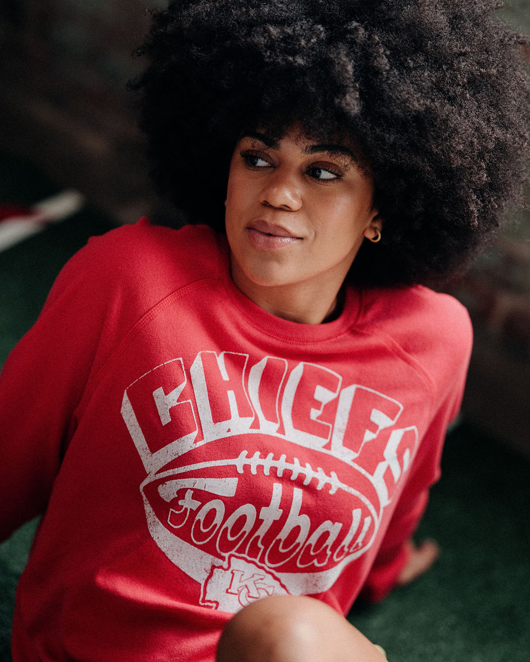 Women's Kansas City Chiefs Football Raglan Crew Fleece